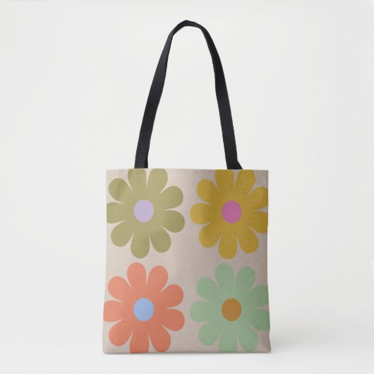 Eenvoudig Pastel Vintage Bloemmotief Tote Bag (Voorkant)