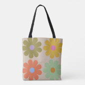 Eenvoudig Pastel Vintage Bloemmotief Tote Bag (Achterkant)