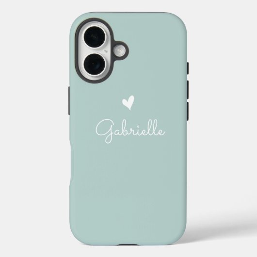 Eenvoudig pastelgroen hart met minimale scriptnaam Case-Mate iPhone case (Achterkant)