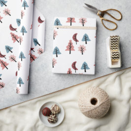 Eenvoudig Pastelkleurig Kerstboom Patroon Vakantie Cadeaupapier