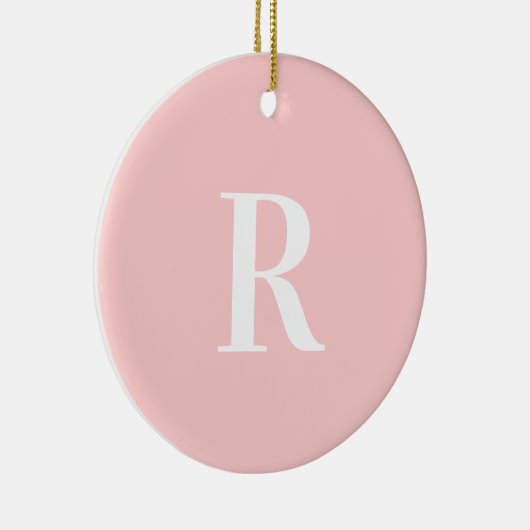 Eenvoudig pastelroze monogram keramisch ornament (Rechts)