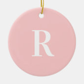 Eenvoudig pastelroze monogram keramisch ornament (Voorkant)