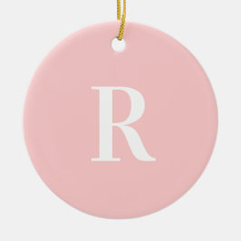 Eenvoudig pastelroze monogram keramisch ornament