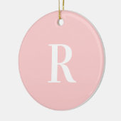 Eenvoudig pastelroze monogram keramisch ornament (Links)