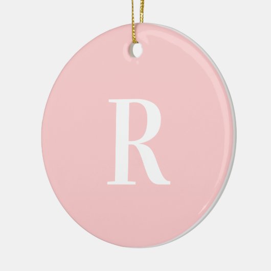 Eenvoudig pastelroze monogram keramisch ornament (Links)