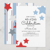 Eenvoudig patriottisch, 4 juli, Stars Stripes Even Kaart (Voorkant / Achterkant)