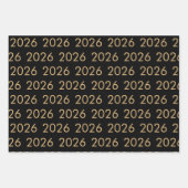 Eenvoudig patroon 2026 Elk jaar Goud Wit Zwart Inpakpapier Vel (Voorkant 2)