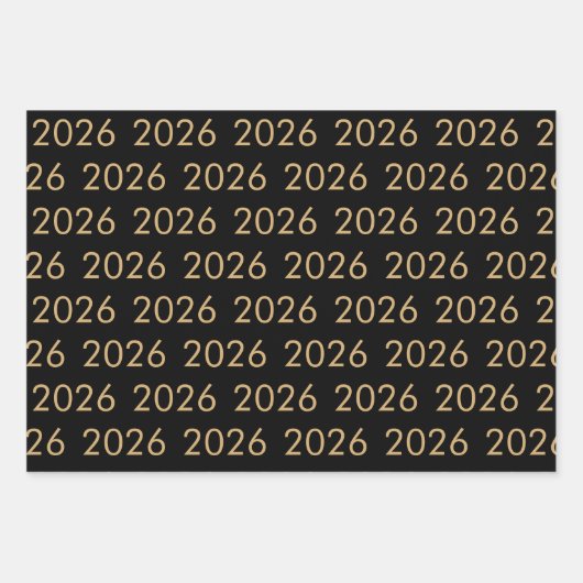 Eenvoudig patroon 2026 Elk jaar Goud Wit Zwart Inpakpapier Vel (Voorkant 2)