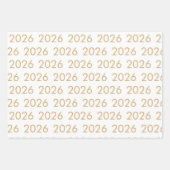 Eenvoudig patroon 2026 Elk jaar Goud Wit Zwart Inpakpapier Vel (Voorkant)