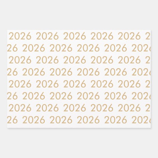 Eenvoudig patroon 2026 Elk jaar Goud Wit Zwart Inpakpapier Vel (Voorkant)