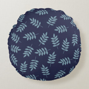 Eenvoudig  patroon. Donkerblauwe achtergrond, blau Rond Kussen