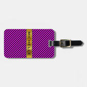 Eenvoudig patroon Fuchsia & Black Stripes Patroon  Bagagelabel (Voorkant horizontaal)