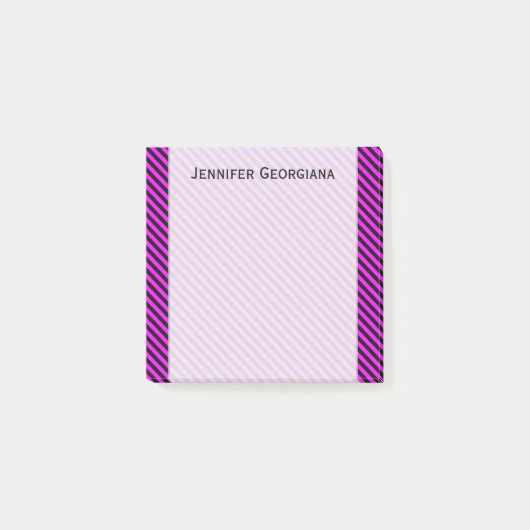 Eenvoudig patroon Fuchsia & Black Stripes Patroon  Post-it® Notes (Voorkant)