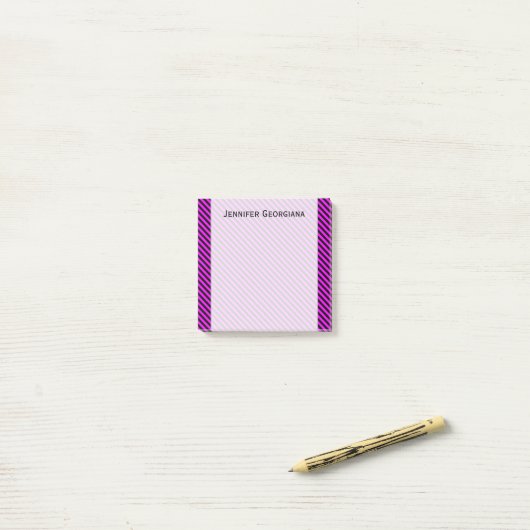 Eenvoudig patroon Fuchsia & Black Stripes Patroon  Post-it® Notes (Op bureau)