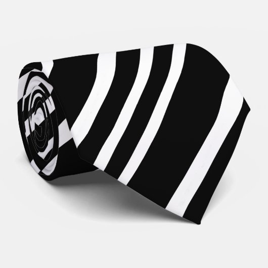 Eenvoudig patroon met zwarte en witte diagonale st stropdas (Opgerold)