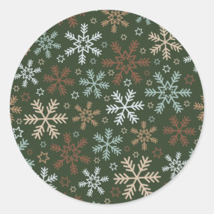 Eenvoudig Patroon van de Sneeuwvlokken van Ronde Sticker