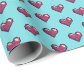 Eenvoudig patroon voor hartritmevormig rood pixel cadeaupapier (Rol Hoek)