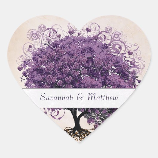 Eenvoudig Peachy Heart Leaf Tree Wedding Seal Hart Sticker (Voorkant)