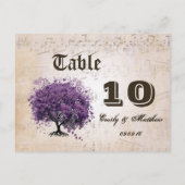 Eenvoudig Peachy Paars Heart Leaf Table Number Briefkaart (Achterkant)
