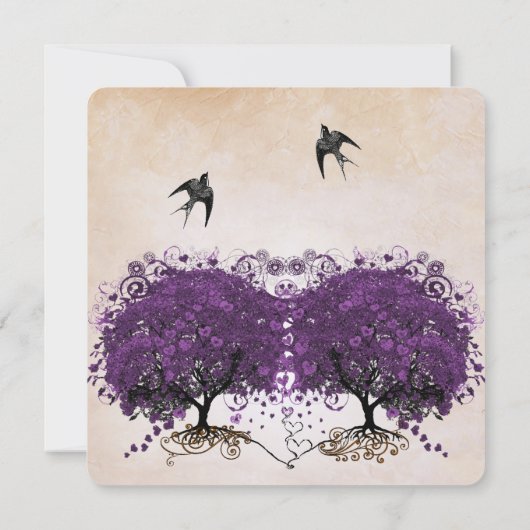 Eenvoudig Peachy Paarse Heart Leaf Tree Kaart (Achterkant)