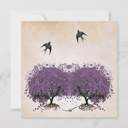 Eenvoudig Peachy Paarse  Heart Leaf Tree Kaart (Achterkant)