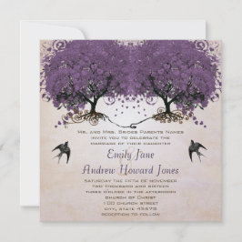 Eenvoudig Peachy Paarse  Heart Leaf Tree Kaart