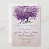 Eenvoudig Peachy Paarse Romantic Heart Leaf Tree Kaart (Voorkant)