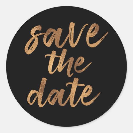 Eenvoudig penseelschrift zwart en goud save the da ronde sticker (Voorkant)