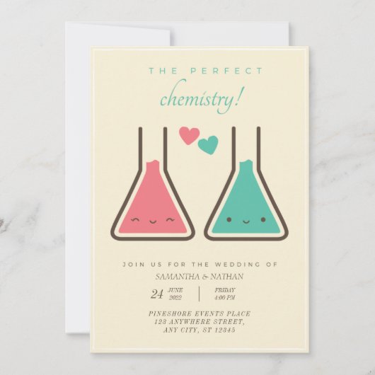 Eenvoudig perfecte uitnodiging voor een chemisch h (Voorkant)