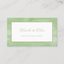 Eenvoudig Peridot Groen Marmer Elegant Goud Script Visitekaartje