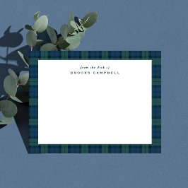 Eenvoudig persoonlijk briefpapier met tartan gerui notitiekaartje