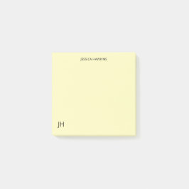 Eenvoudig persoonlijk briefpapier Monogram Geel Post-it® Notes