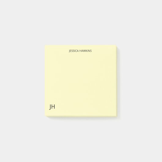 Eenvoudig persoonlijk briefpapier Monogram Geel Post-it® Notes (Voorkant)