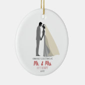 Eenvoudig persoonlijk kerstfeest als Mr & Mrs. Keramisch Ornament (Rechts)
