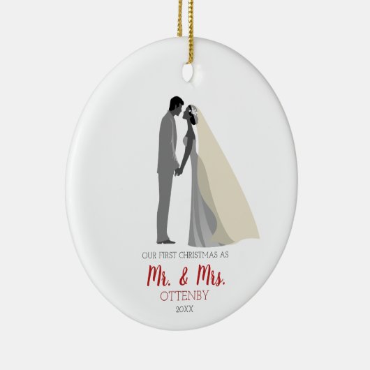 Eenvoudig persoonlijk kerstfeest als Mr & Mrs. Keramisch Ornament (Rechts)