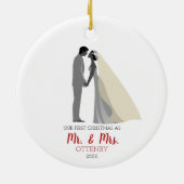 Eenvoudig persoonlijk kerstfeest als Mr & Mrs. Keramisch Ornament (Achterkant)