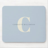 Eenvoudig persoonlijk monogram en naam in blauw muismat (Voorkant)