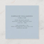 Eenvoudig persoonlijk monogram en naam in blauw vierkante visitekaartje (Achterkant)