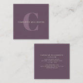 Eenvoudig persoonlijk monogram en naam in het Paar Vierkante Visitekaartje (Voorkant / Achterkant)