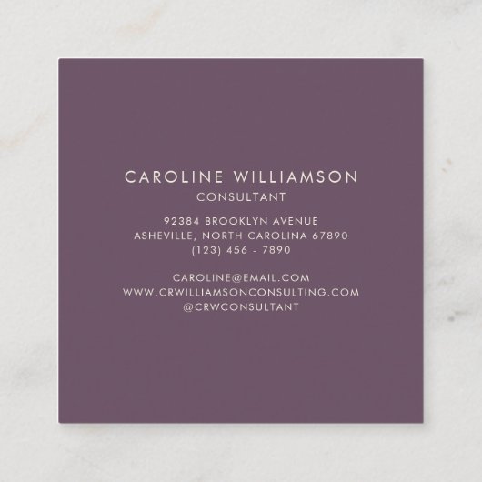 Eenvoudig persoonlijk monogram en naam in het Paar Vierkante Visitekaartje (Achterkant)