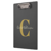 Eenvoudig persoonlijk monogram en naam in zwart klembord (Links)