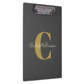 Eenvoudig persoonlijk monogram en naam in zwart klembord (Rechts)