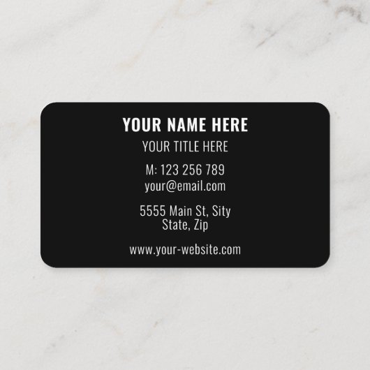 Eenvoudig persoonlijk zwart-wit Visitekaartje (Achterkant)
