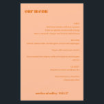Eenvoudig perzik Sinaasappel Eenvoudig aangepast h<br><div class="desc">Zet de toon voor een elegante bruiloft dineren ervaring met deze stijlvolle bruiloft menukaart. In zacht perzik sinaasappel, dit aanpasbare menu markeert de namen en trouwdatum van het paar. Perfect voor recepties, repetitiediners of vrijgezellenfeesten, dit moderne en minimalistische ontwerp voegt een verfijnde touch toe aan uw tafelomgeving en begeleidt gasten...</div>