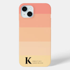 Eenvoudig perzikkleurig geel klassiek monogram iPhone 15 mini hoesje