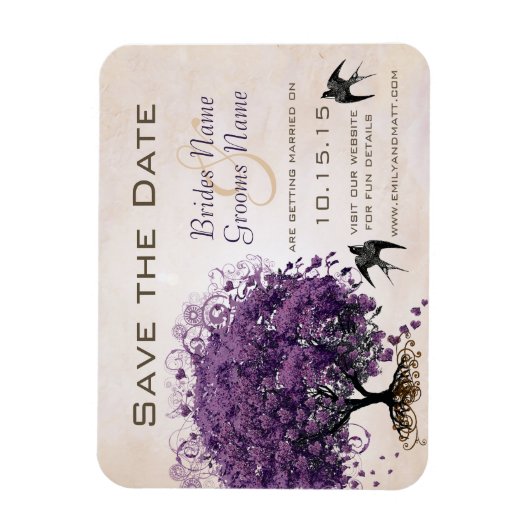 Eenvoudig perzikoortsheinboombruiloft opslaan Datu Magneet (Verticaal)