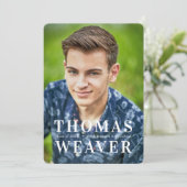 Eenvoudig Pet Patroon met Naam en Foto Afstuderen Aankondiging (Staand voorkant)