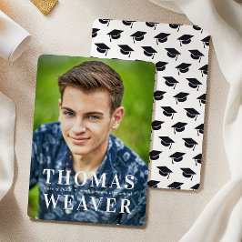 Eenvoudig Pet Patroon met Naam en Foto Afstuderen Aankondiging