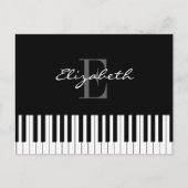 Eenvoudig Piano Monogram-ontwerp Briefkaart (Voorkant)