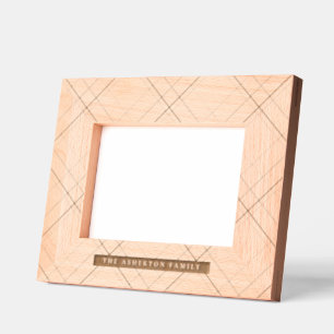 Eenvoudig plaid patroon familienaam gegraveerde lijstjes